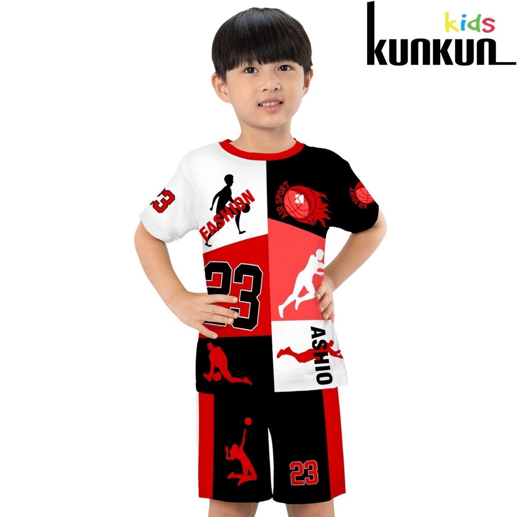 Bộ thể thao bé trai chất thun lạnh hình số 23 size đại từ 10-65kg KUNKUN KID TT008