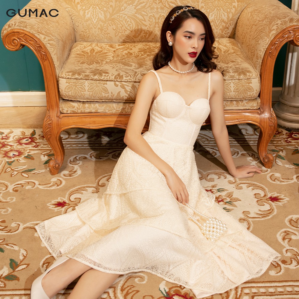 [Mã WABRGU15 giảm 15% tối đa 50k đơn từ 149k] Đầm nữ Luxury GUMAC cúp ngực 2 dây quyến rũ mới nhiều size DVB1177