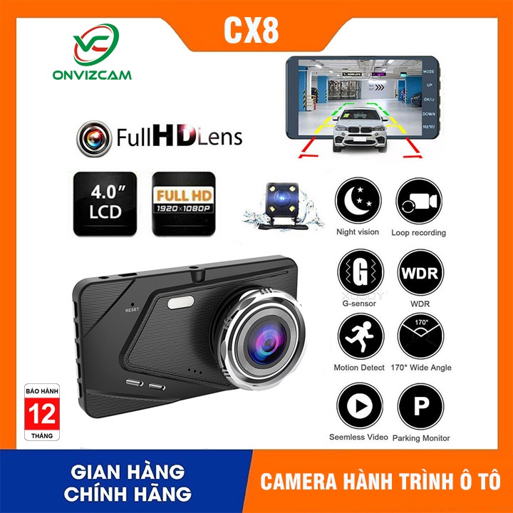 ⚡️FREESHIP⚡️CAMERA HÀNH TRÌNH Ô TÔ ONVIZCAM CX8, FHD 1080P, MÀN HÌNH IPS SIÊU NÉT, HIỂN THỊ 4 INCH, CHẤT LƯỢNG CAO