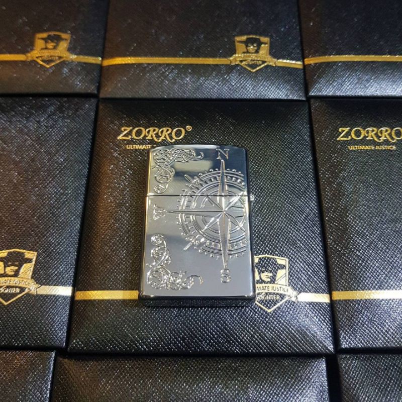 Bật Vỏ Zippo Zorro khảm trai mạ Platinum