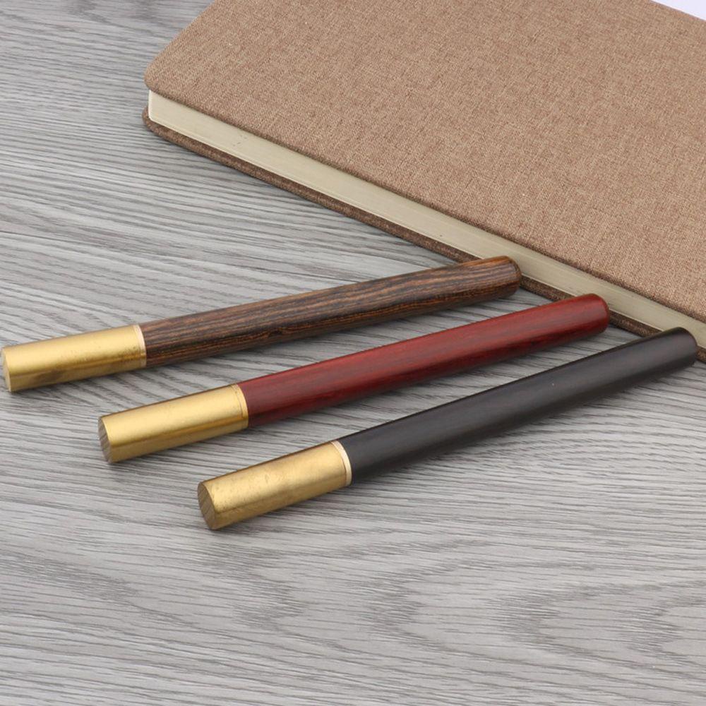 Bút Bi Vỏ Đồng Màu Đen Kiểu Vintage Dùng Làm Quà Tặng Cho Học Sinh/Văn Phòng|Bút Bi Lăn Bằng Gỗ