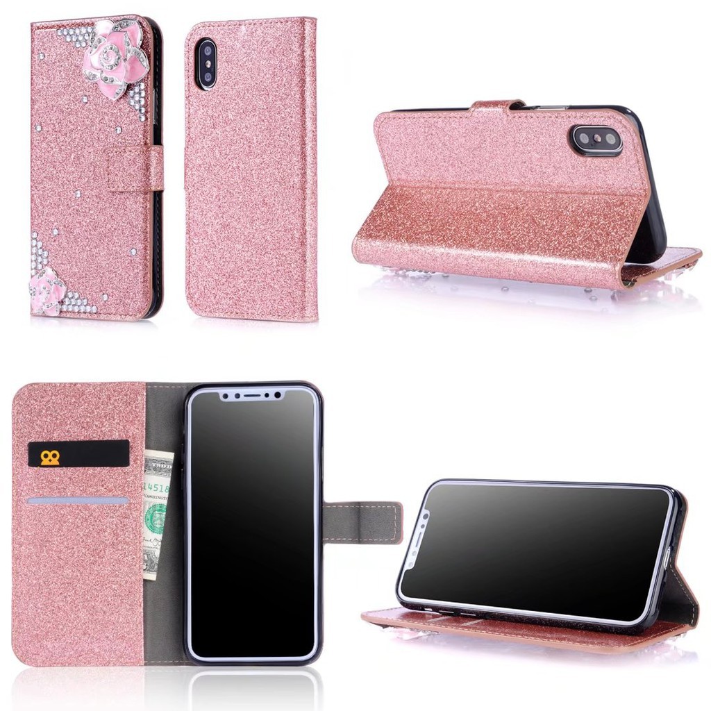 Bao da kim tuyến đính hoa hồng sang trọng cho iPhone 6 6S Plus