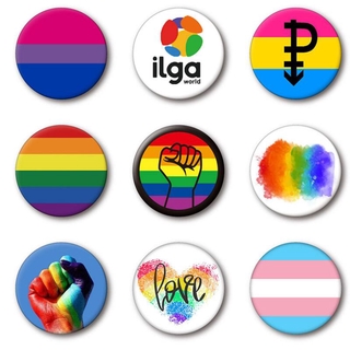 1 Huy Hiệu Gài Áo Hình Lá Cờ Cầu Vồng Lgbt Kích Thước 4.4cm