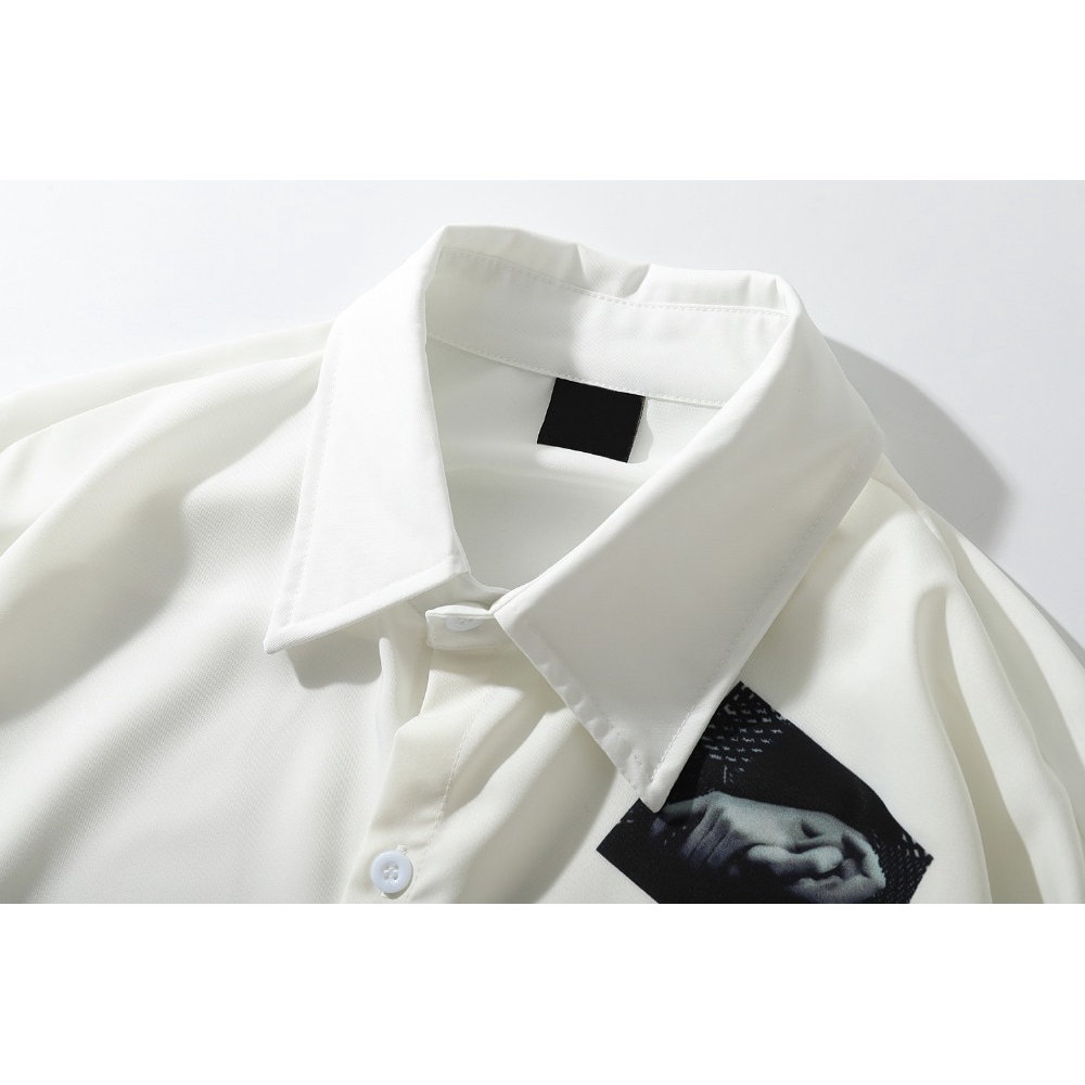 Áo sơ mi nam tay dài họa tiết đường phố cá tính