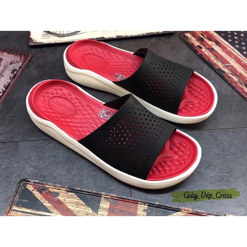 Dép Cross Quai Ngang Literide Màu Đen Đỏ Hàng Loại 1 Full Tag,Mac, Hộp
