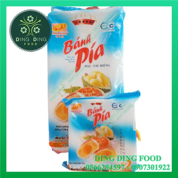 [ Combo 3 Túi ] Bánh Pía Nhân Đậu Xanh Sầu Riêng Trứng 600g [ 1 TÚI 4 BÁNH ] Tân Huê Viên| Sóc Trăng - DING DING FOOD