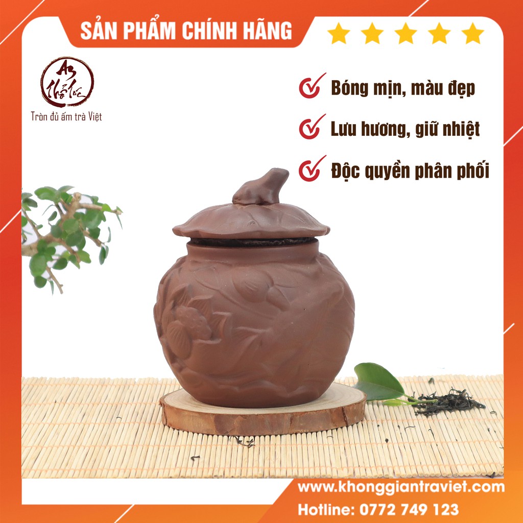 Hũ đựng trà An Thổ Túc lá sen - Lọ đựng trà chứa đất nhiều khoáng lưu hương, bảo quản trà lâu