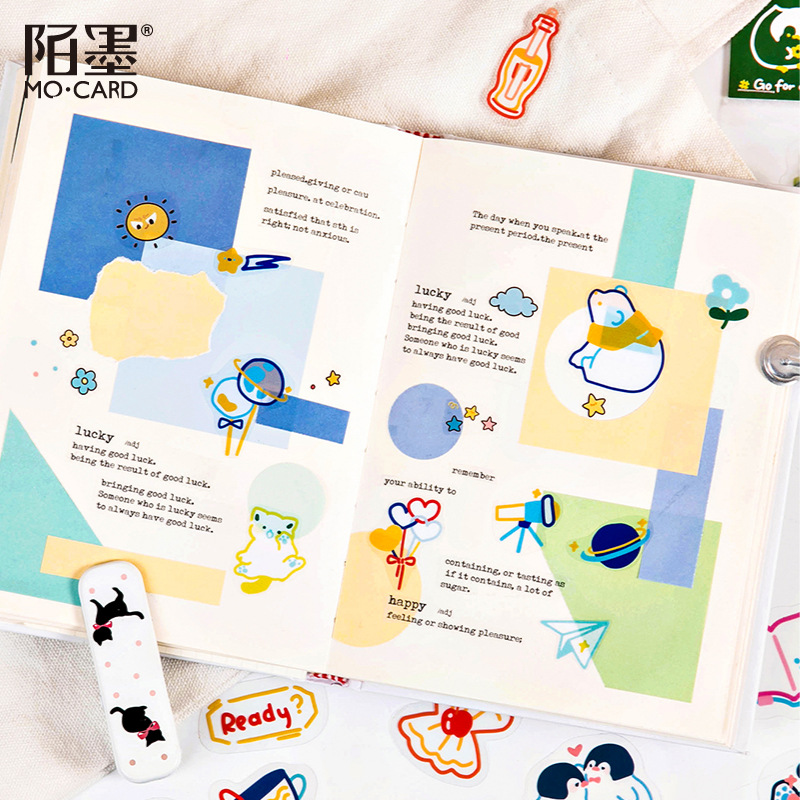 Túi 45 miếng dán trang trí hình chim cánh cụt hoạt hình nhiều mẫu đáng yêu