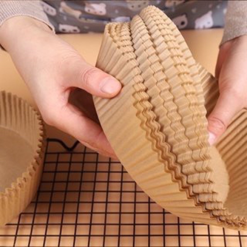 Set 50 Khuôn Giấy Nến Vàng Thấm Dầu Lót Nồi Chiên Không Dầu Chống Dính