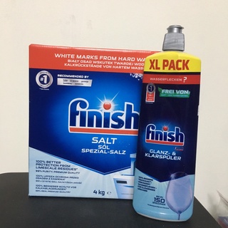Combo Muối rửa bát Finish 4kg+ Nước làm bóng Finish dùng cho máy rửa bát