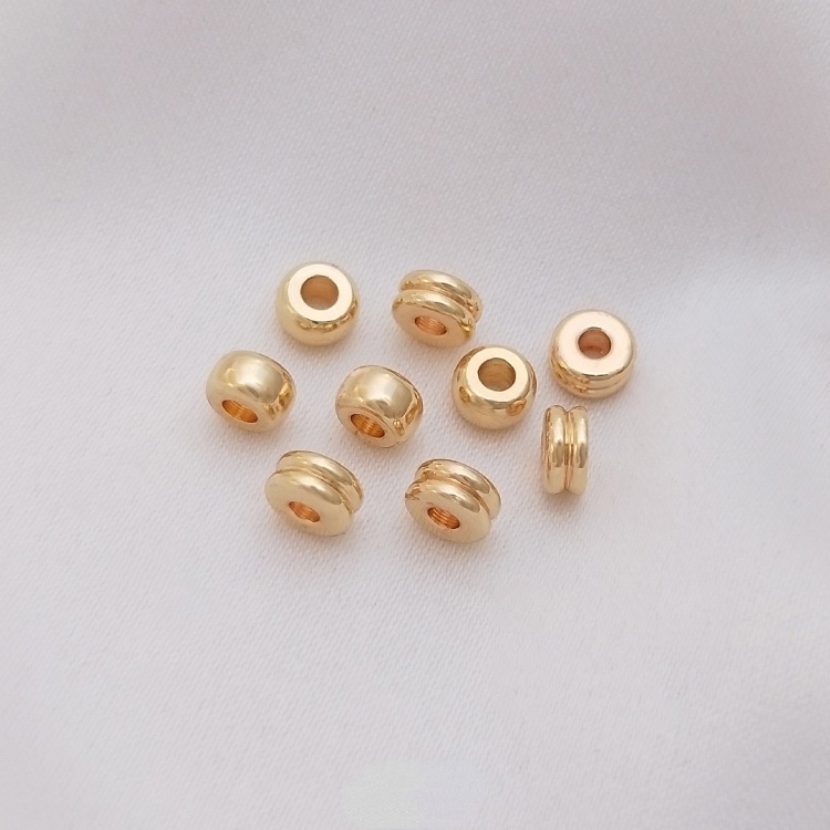 Chuỗi Hạt Cườm Đồng 14K Hai Lớp Màu Vàng Kim Hai Đường Viền Dùng Để Làm Vòng Tay/Trang Sức diy