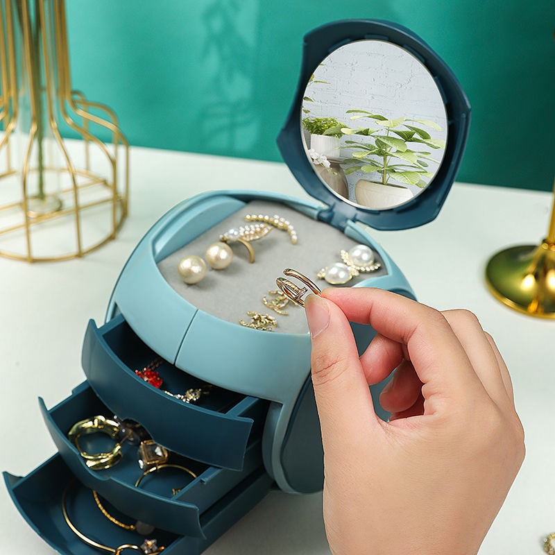 Hộp Đựng Đồ Trang Sức Mỹ Phẩm Có Gương Trang Điểm