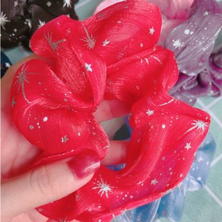 Cột tóc voan Scrunchies in hình dạ quang (9 màu)