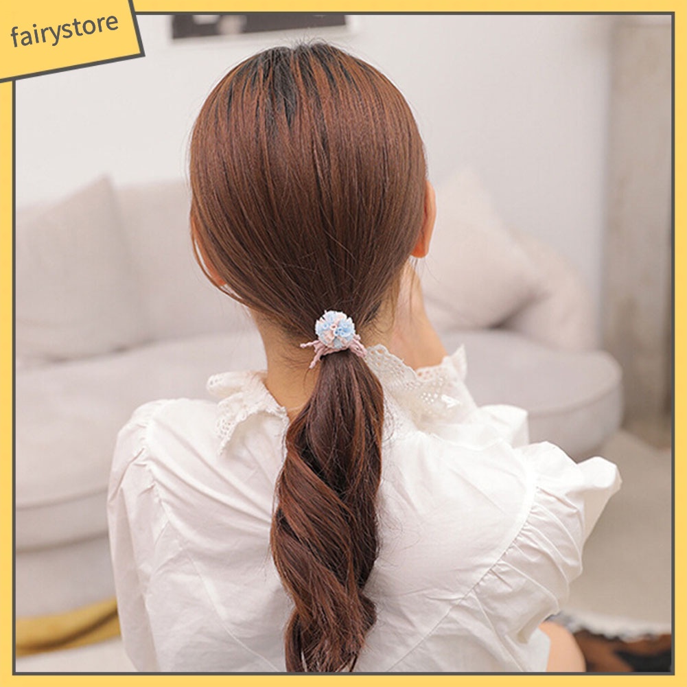 Set 12 Dây Cột Tóc Phối Nơ Và Hạt Ngọc Trai Giả Thời Trang Cho Nữ