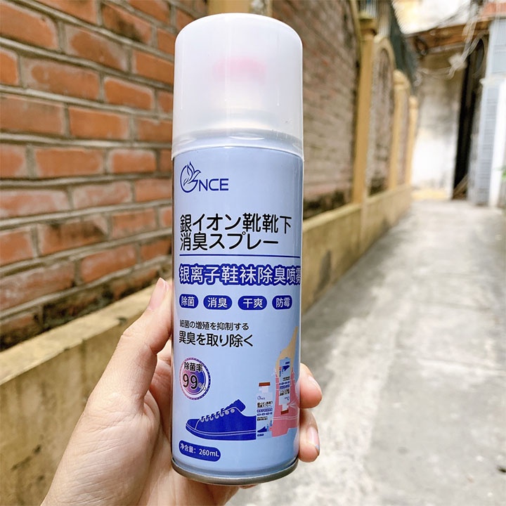 Lọ/Bình/Chai Xịt Khử Mùi Giày Công Nghệ NANO BẠC Mùi Dịu Nhẹ 260ml khử Mùi Hôi Dép Chân Tủ Giày Bình Sịt Khử mùi Giày