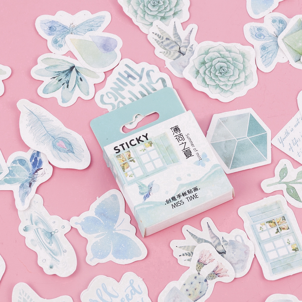 Bộ 46 nhãn dán trang trí sổ tay họa tiết đáng yêu DIY