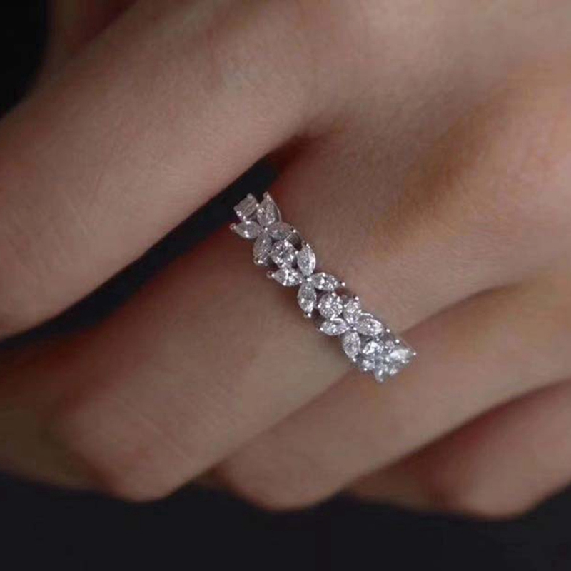 Nhẫn Cưới Mạ Bạc S925 Hình Bướm Đính Đá Sapphire Sang Trọng