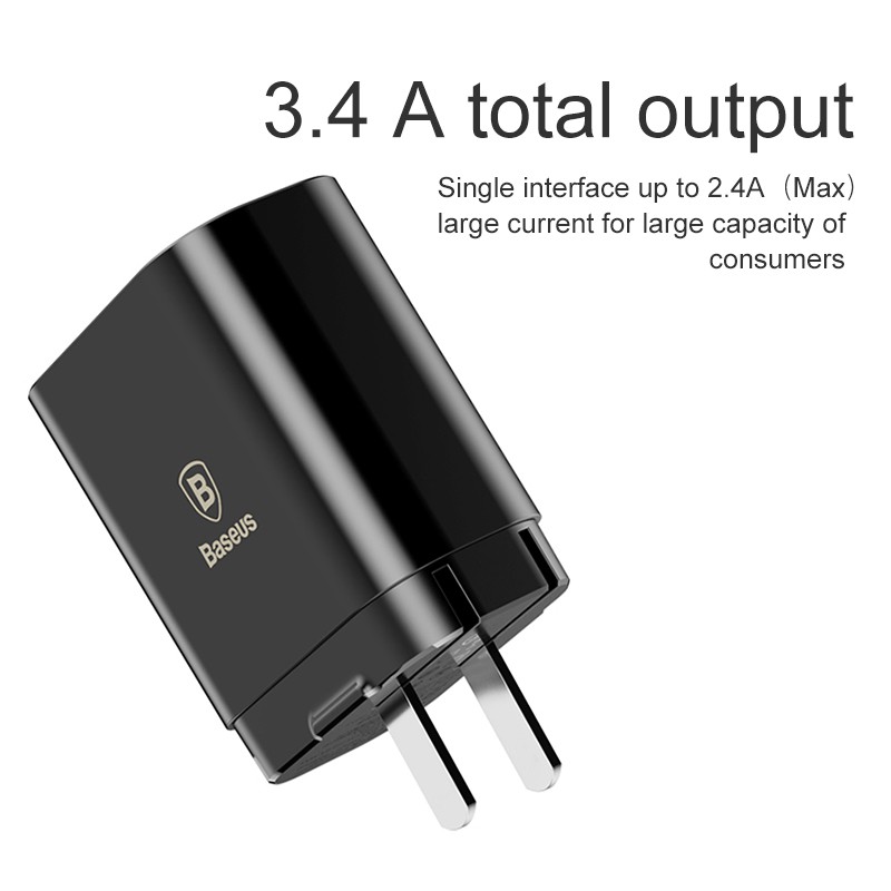 [COD Ready Stocks]Baseus Intelligent Digital Display 3USB Travel Charger 3.4A
