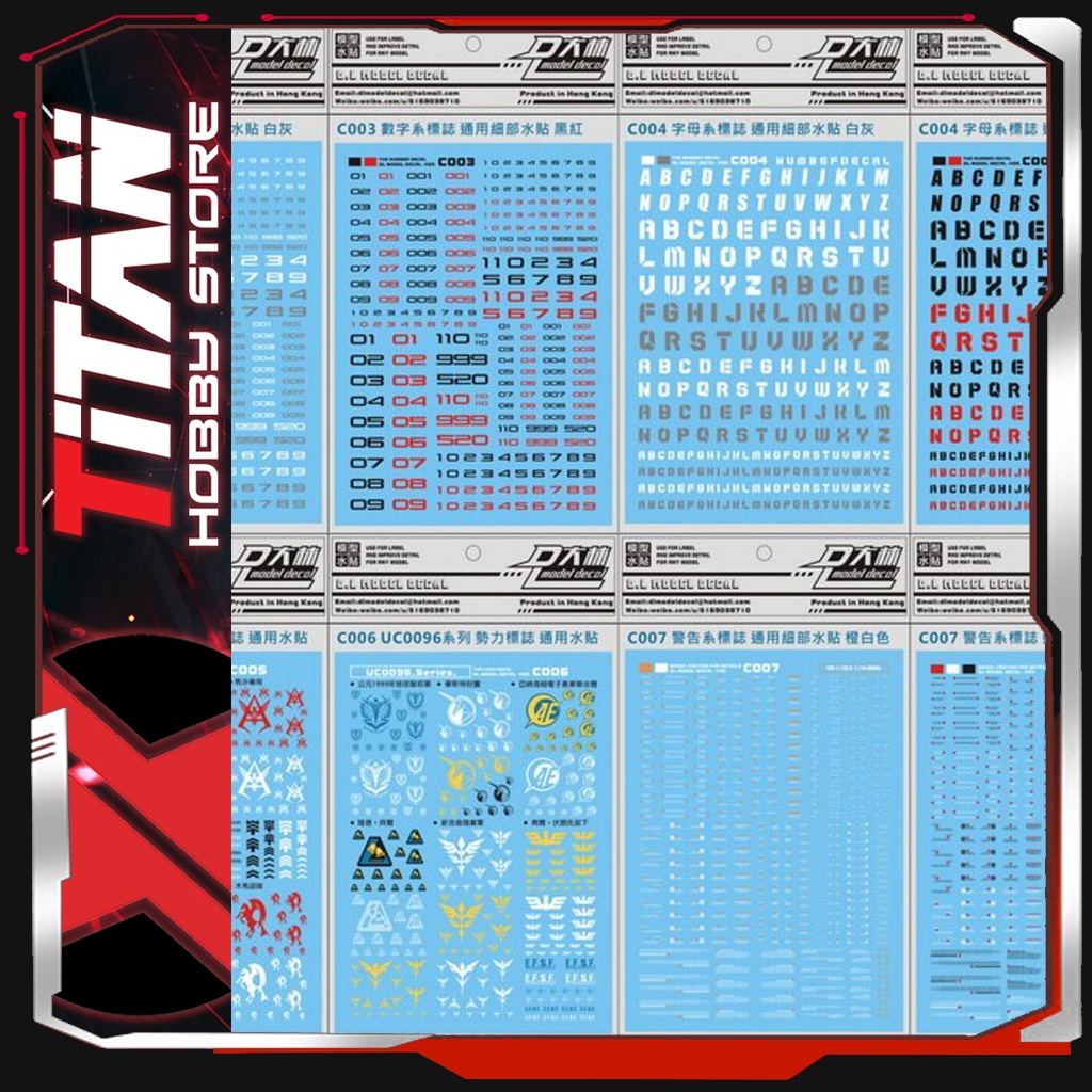 Decal Nước Gundam Mô Hình Gunpla Hãng DL ( Theo Mẫu )