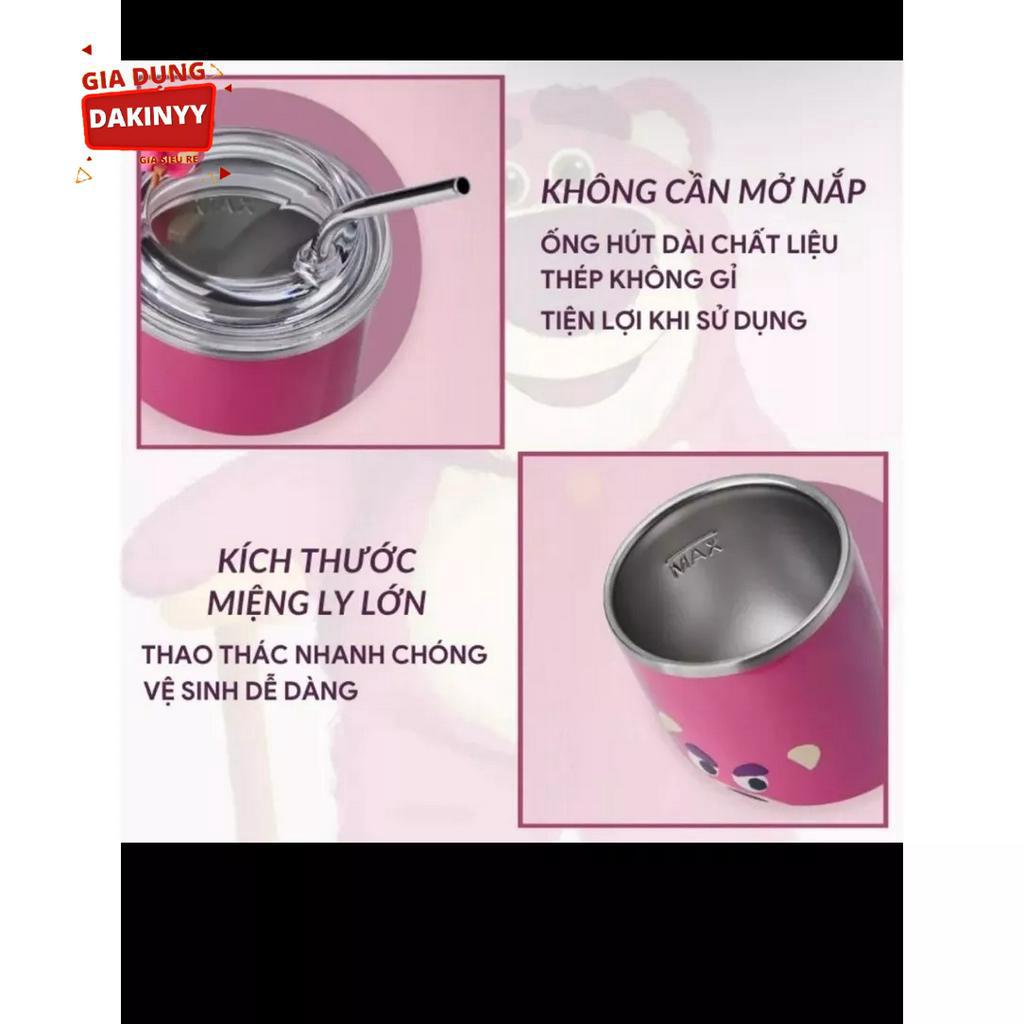 Ly giữ nhiệt gấu dâu inox 304 dung tích 450ml hàng chuẩn loại 1 DAKINY