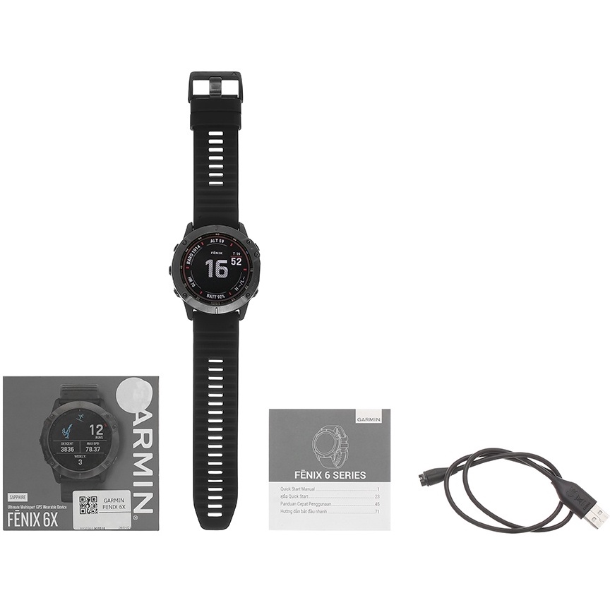 Đồng hồ thông minh Garmin Fenix 6X Sapphire kháng nước 10ATM đo nồng độ SPO2 màn hình MIP 1.3&quot; - Chính hãng BH 12 tháng