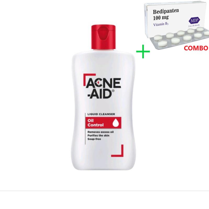 Combo Bedipanten 100mg +  Xà phòng sữa rửa mặt ACNE-AID  Dành cho da nhờn và da mụn trứng cá