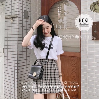 Set áo chữ kèm chân váy kẻ