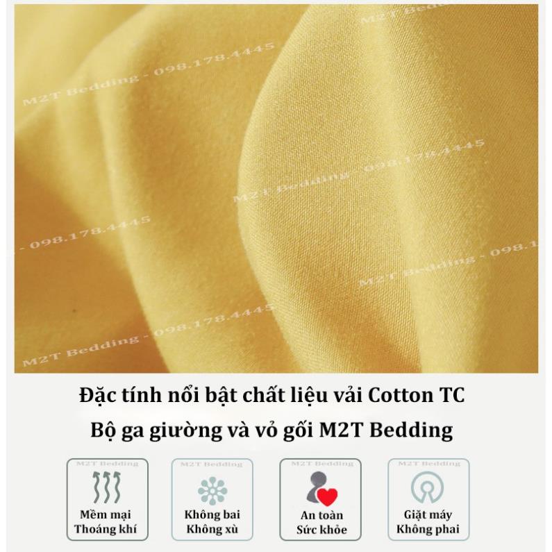 Bộ grap giường và vỏ gối Cotton Tici M2M Home, ga gối Cotton thun lạnh Hàn Quốc đủ size drap nệm