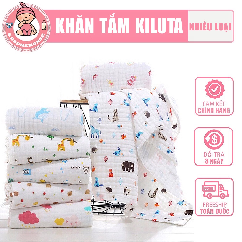 Khăn Tắm Cho Bé KILUTA Xô Nhăn Siêu Mềm Siêu Thấm 80x100cm