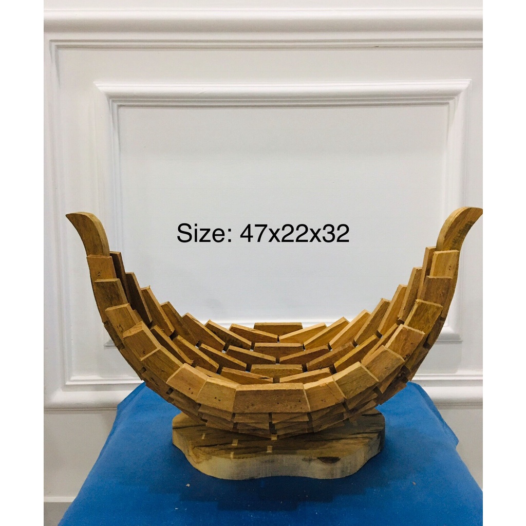 THUYỀN GỖ LIM TRỒNG LAN - 45x20x20- THUẬN BUỒM XUÔI GIÓ - trang trí để bàn, treo - Mayhong garden