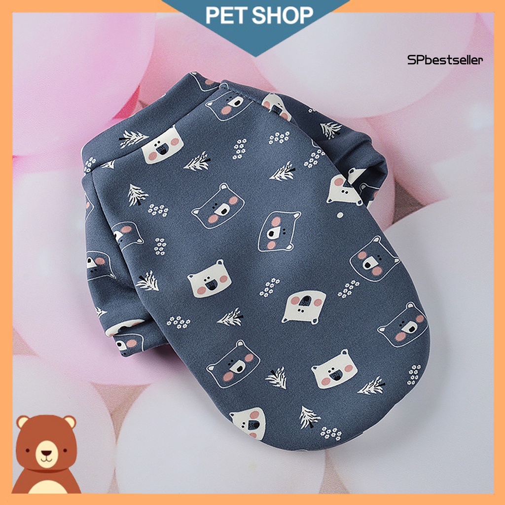 Áo sweater cotton cổ tròn in họa tiết hoạt hình dễ thương cho thú cưng