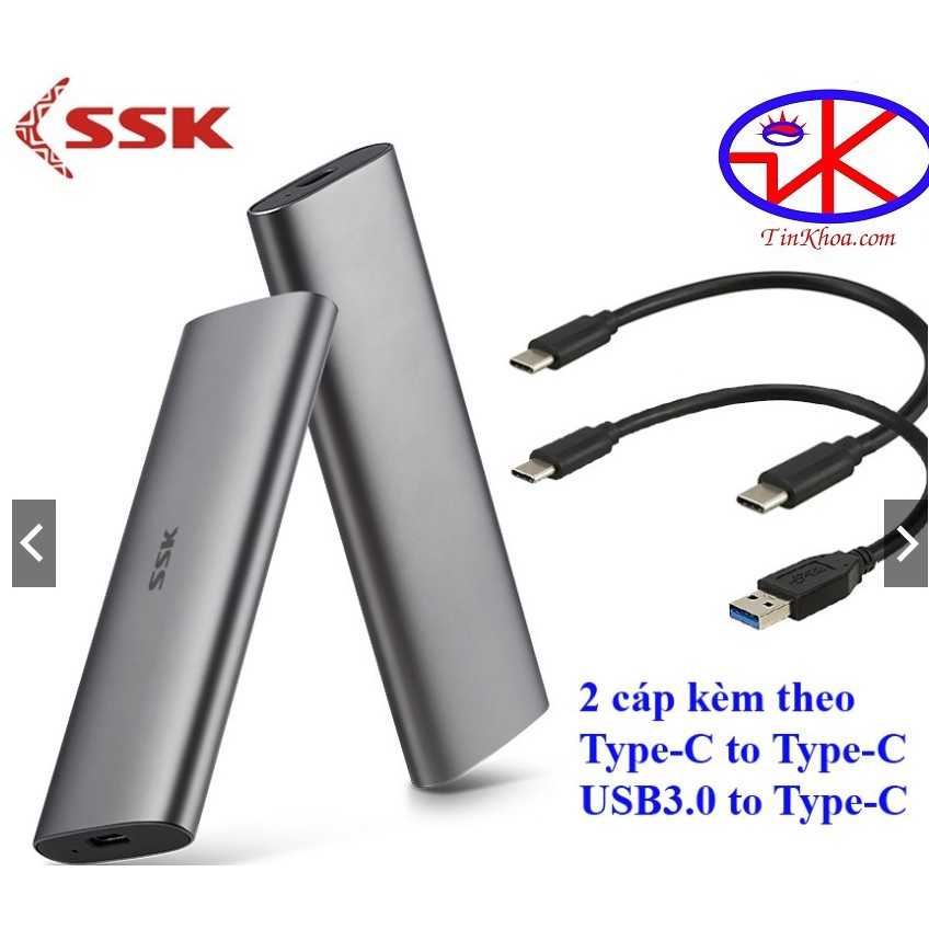 SSD Box chuyển M.2 NVMe SSD PCIe sang ổ cứng di động - SSK HE-C327 chuẩn Type-C và USB 3.0 - 10Gbps