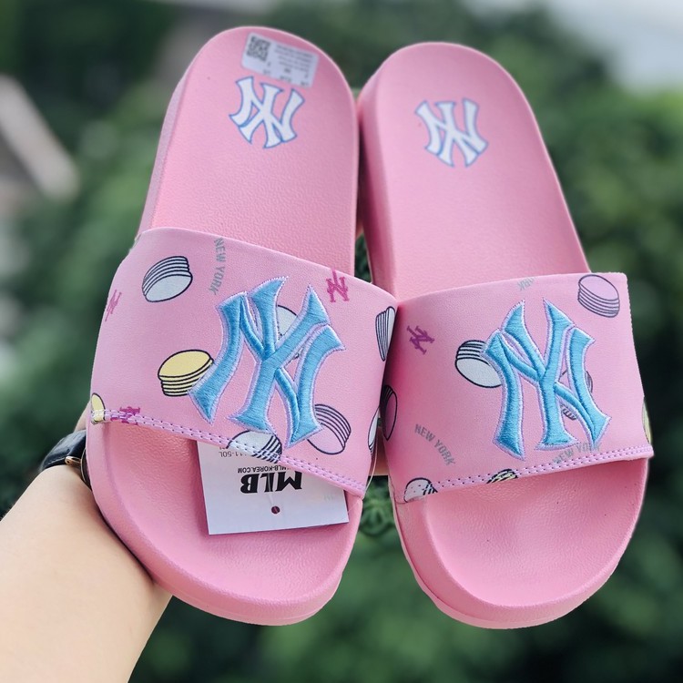 Dép unisex 𝐌𝐋𝐁 𝗡𝗬 ❤️FREESHIP + Hộp❤️ dép mlb bóng chày quai ngang thể thao nam nữ chữ Thêu nổi hottrent, đa dạng mẫu