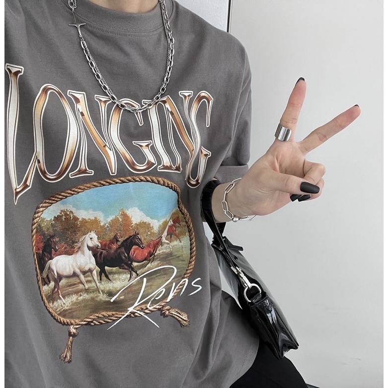 Áo phông LONGING PENS chất liệu cotton mát form oversize