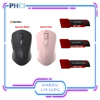 Chuột không dây DareU LM115G (Đen / Hồng)