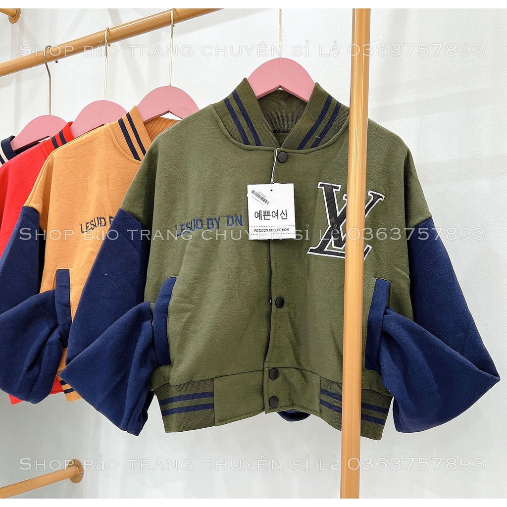 Áo Khoác Nỉ Bomber Nỉ Thêu LV Chất Nỉ Ngoại Kiểu Dáng Crotop Trẻ Trung Năng Động Chuẩn Hàn Quốc