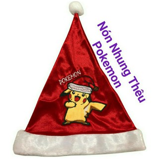 Mũ nón noel nhung thêu-pokemon