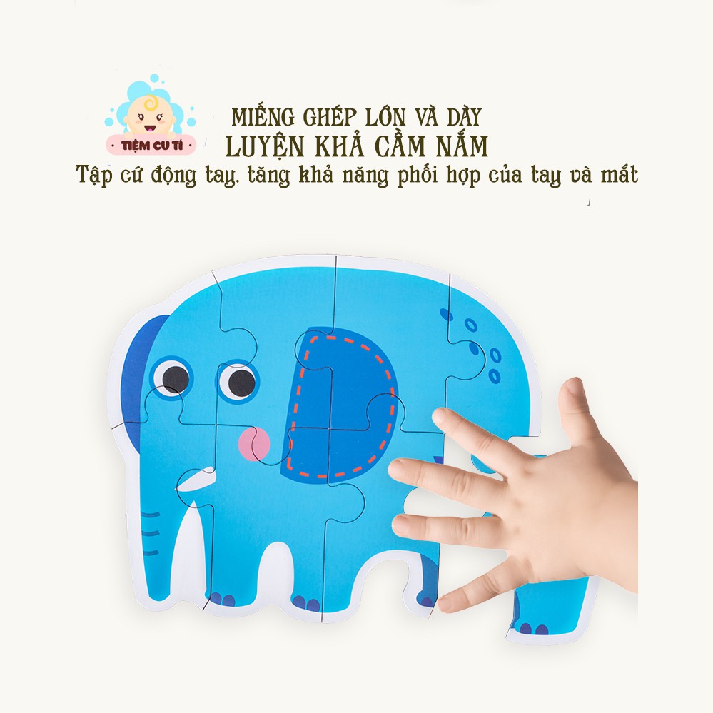 Puzzle 6 cấp độ, Đồ Chơi Xếp Hình Chủ Đề động vật, phương tiện giao thông cho bé phát triển tư duy chính hãng Maoronron