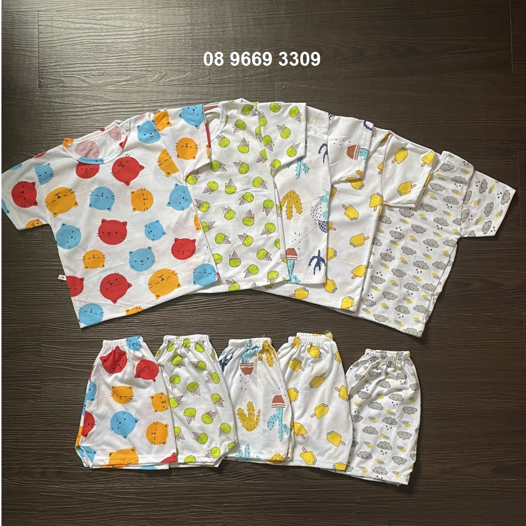 [Nhiều mẫu] Set 5 bộ đồ trẻ em tay ngắn 100% cotton cho bé trai bé gái