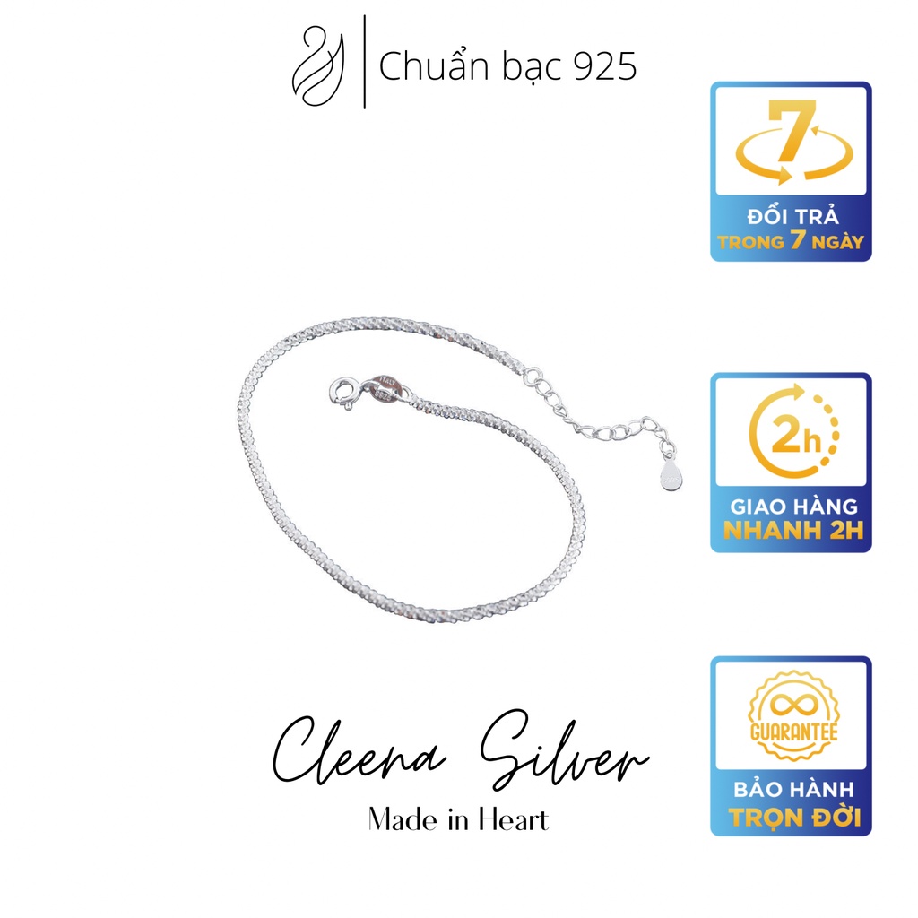 Lắc chân bạc 925 cao cấp Cleena Silver, vòng cổ chân Sparkle Anklet