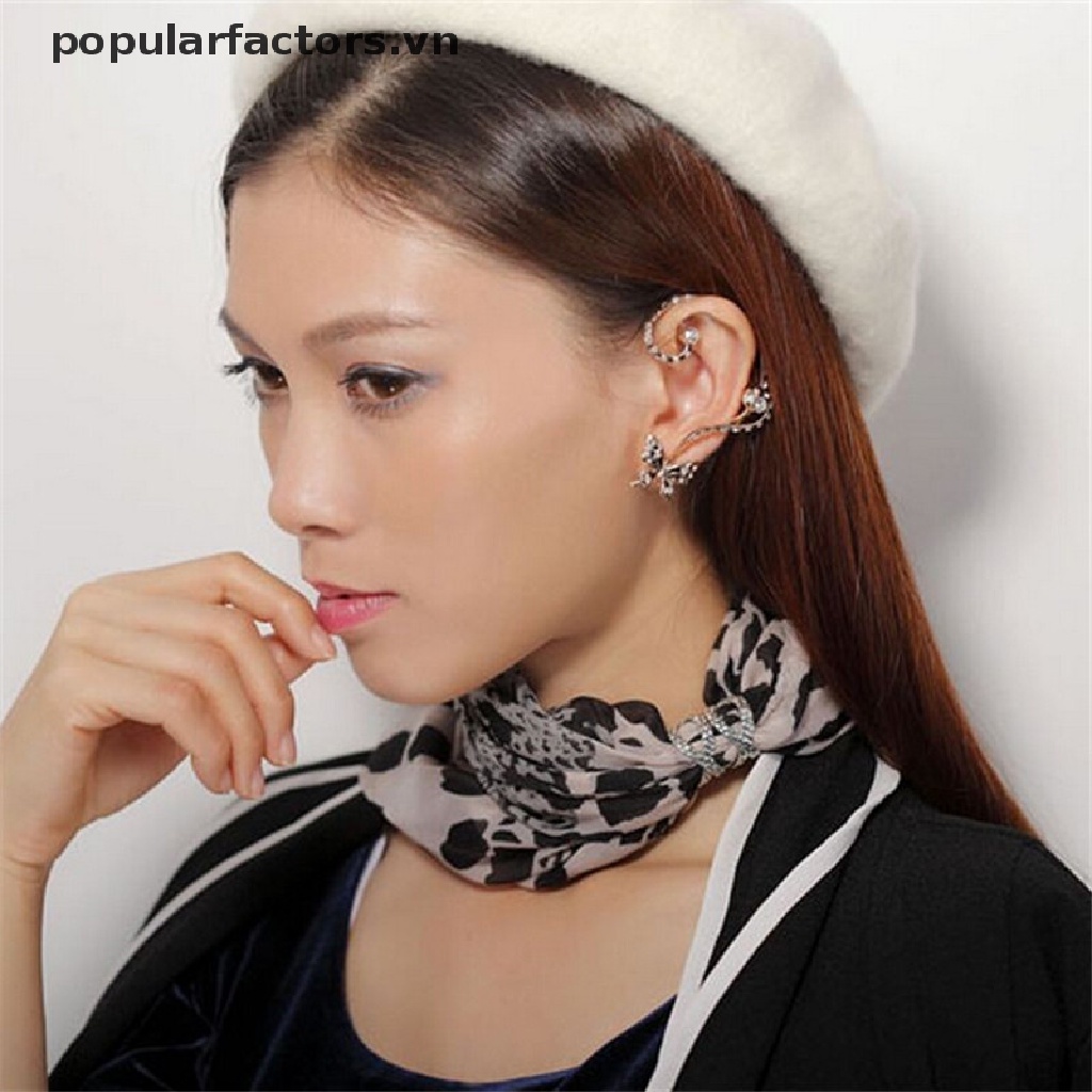 1 Đôi Bông Tai Kẹp Vành Tai Hình Bướm Pha Lê Cho Nữ