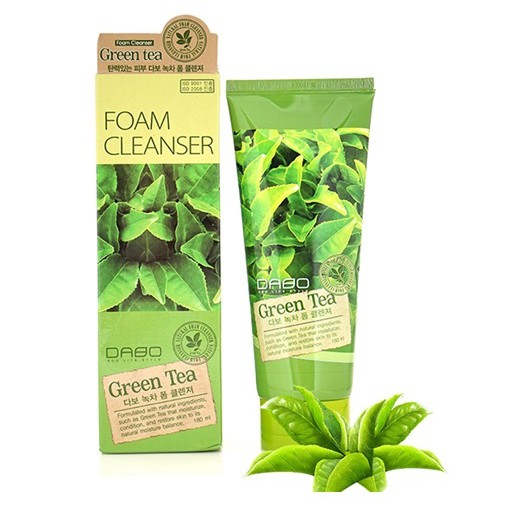 Combo 1 Sữa rửa mặt trà xanh DABO GREEN TEA Hàn quốc 180ml/Hộp Và 1 gói kem Beauskin Hàn quốc 1g/Gói