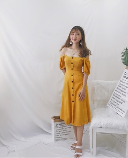 Váy vàng mustard - ẢNH THẬT