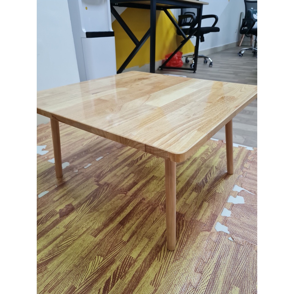 Bàn Trà Sofa Vuông Bệt, Bàn Vuông Cafe, Decor chân gỗ cao su tự nhiên - Decor Nhà Xinh
