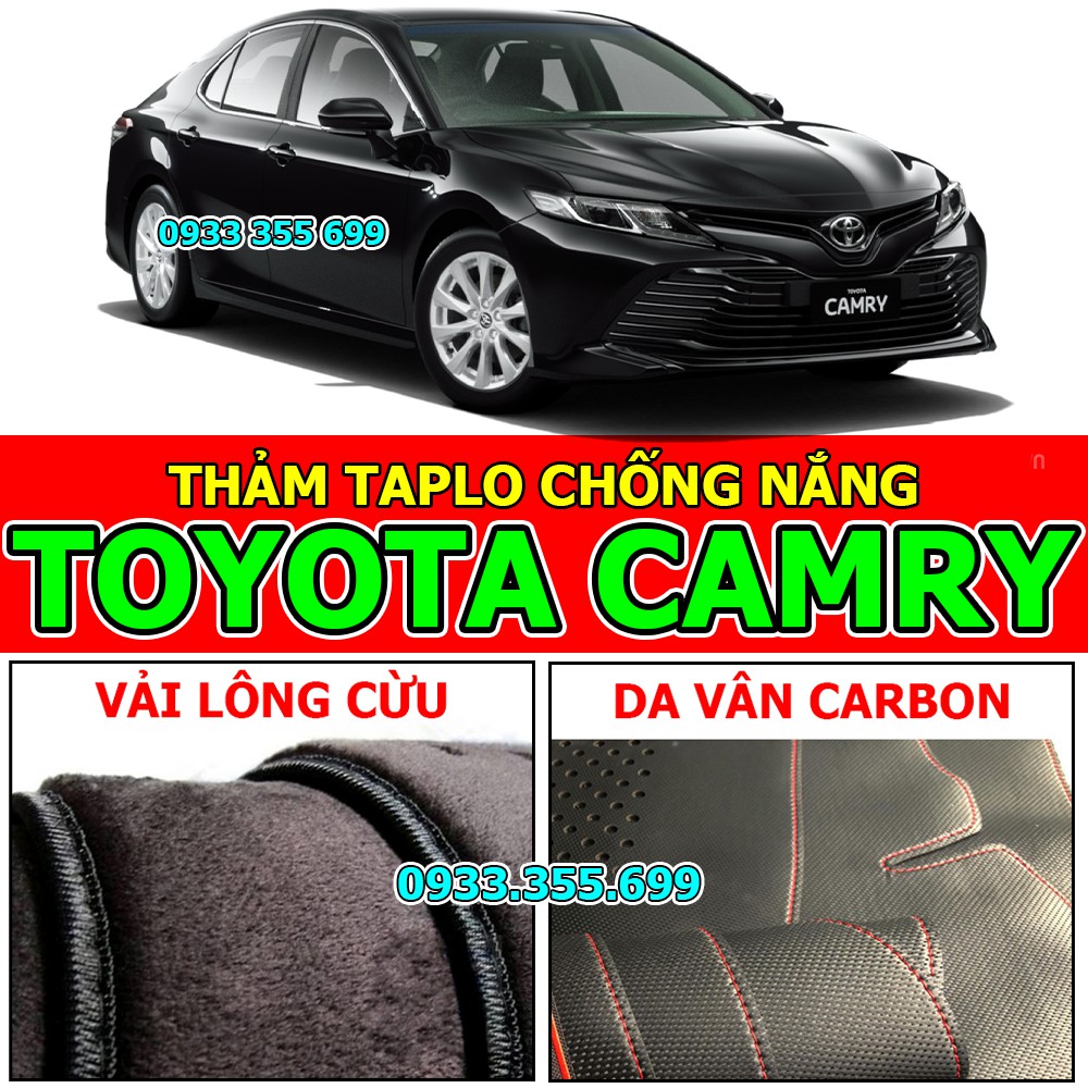 Thảm Taplo TOYOTA CAMRY bằng Nhung lông Cừu hoặc Da vân Carbon