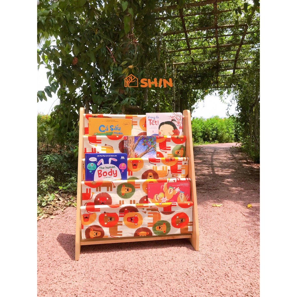 Kệ sách gỗ vải cực yêu cho bé cưng