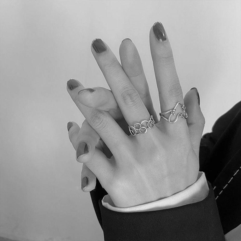 MOCHO Opening Ring Irregular Adjustable Twist Multilayer Ring Punk Style Simple Female Finger Ring