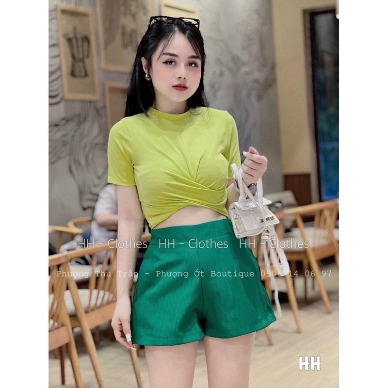 Áo kiểu dáng ngắn xoắn bụng, Áo Croptop Nữ Xoắn Eo Thời Trang nhiều màu xinh💕💕💕💕VKV alohashop91