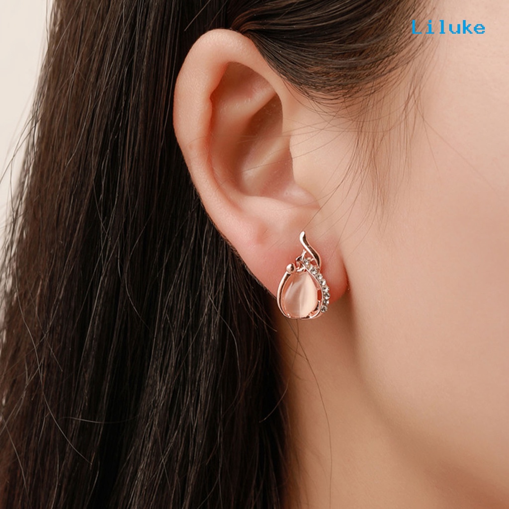 Bộ 2 Vòng cổ + Đôi Khuyên Tai Mặt Đá Hình Giọt Nước Thời Trang Cho Nữ