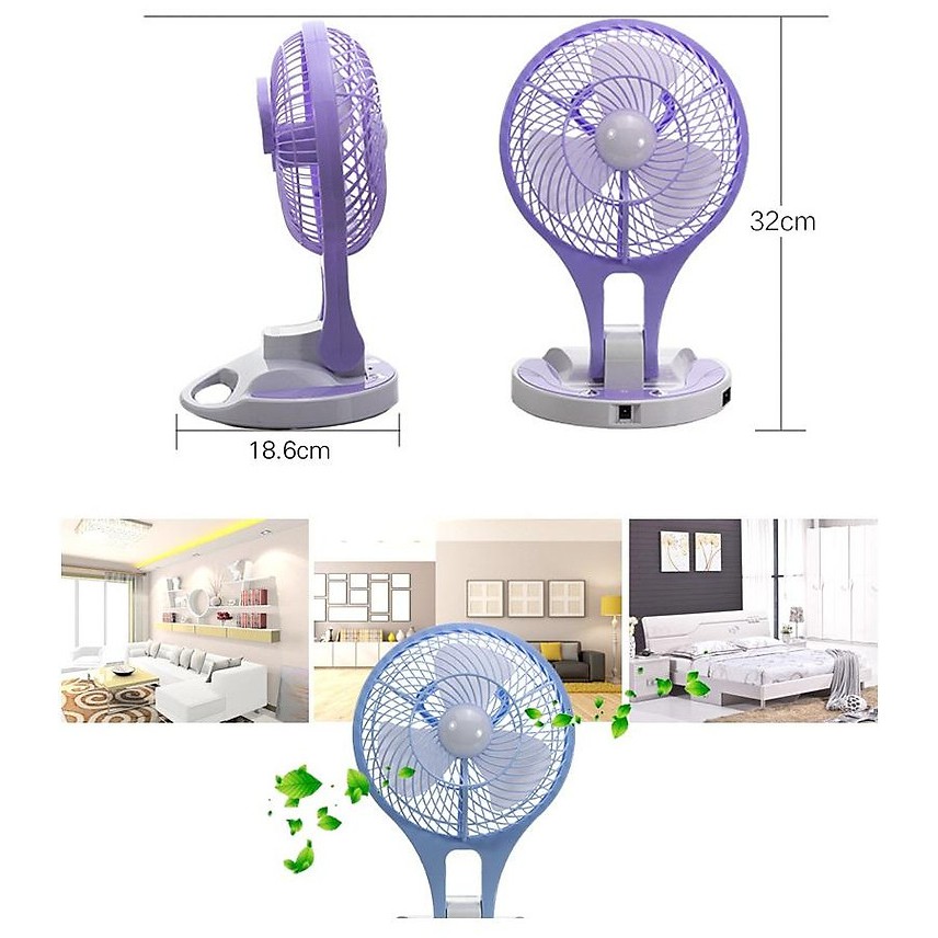 Quạt Để Bàn LỖI 1 ĐỔI 1FREE SHIPSạc Tích Điện FAN Mini có kèm đèn 3in1 Gấp Gọn Tiện Lợi